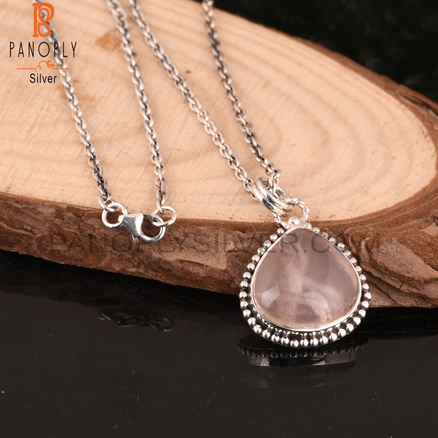 Rose Quartz Heart 925 Sterling Silver Pendant
