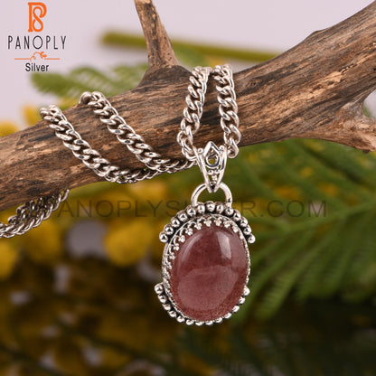 Strawberry Quartz 925 Sterling Silver Pendant