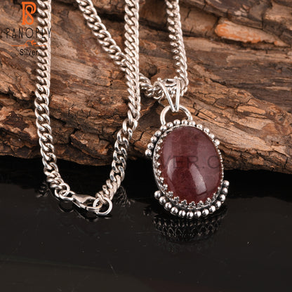 Strawberry Quartz 925 Sterling Silver Pendant