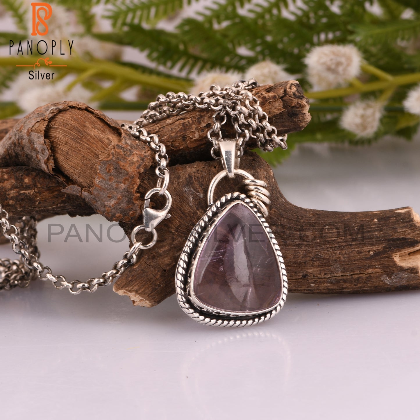 Pink Amethyst Oval 925 Sterling Silver Pendant