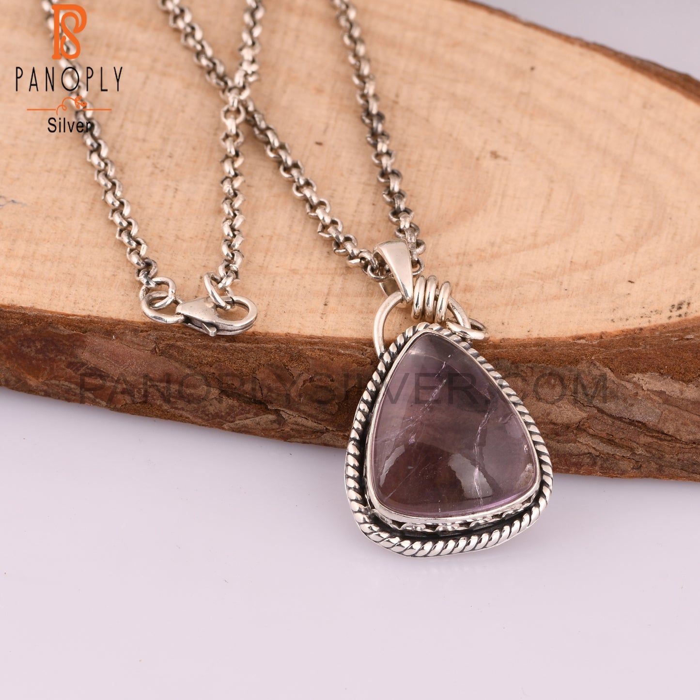 Pink Amethyst Oval 925 Sterling Silver Pendant