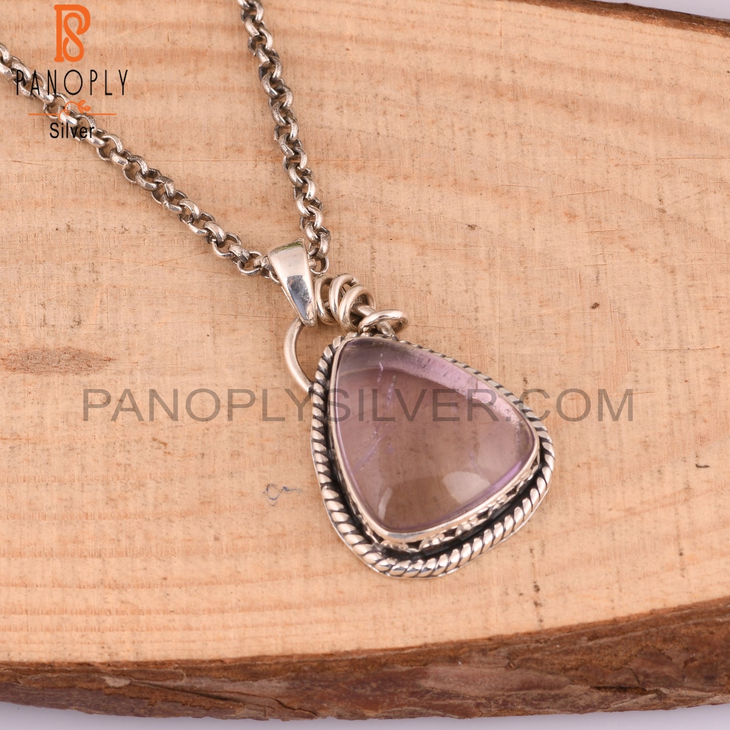 Pink Amethyst Oval 925 Sterling Silver Pendant