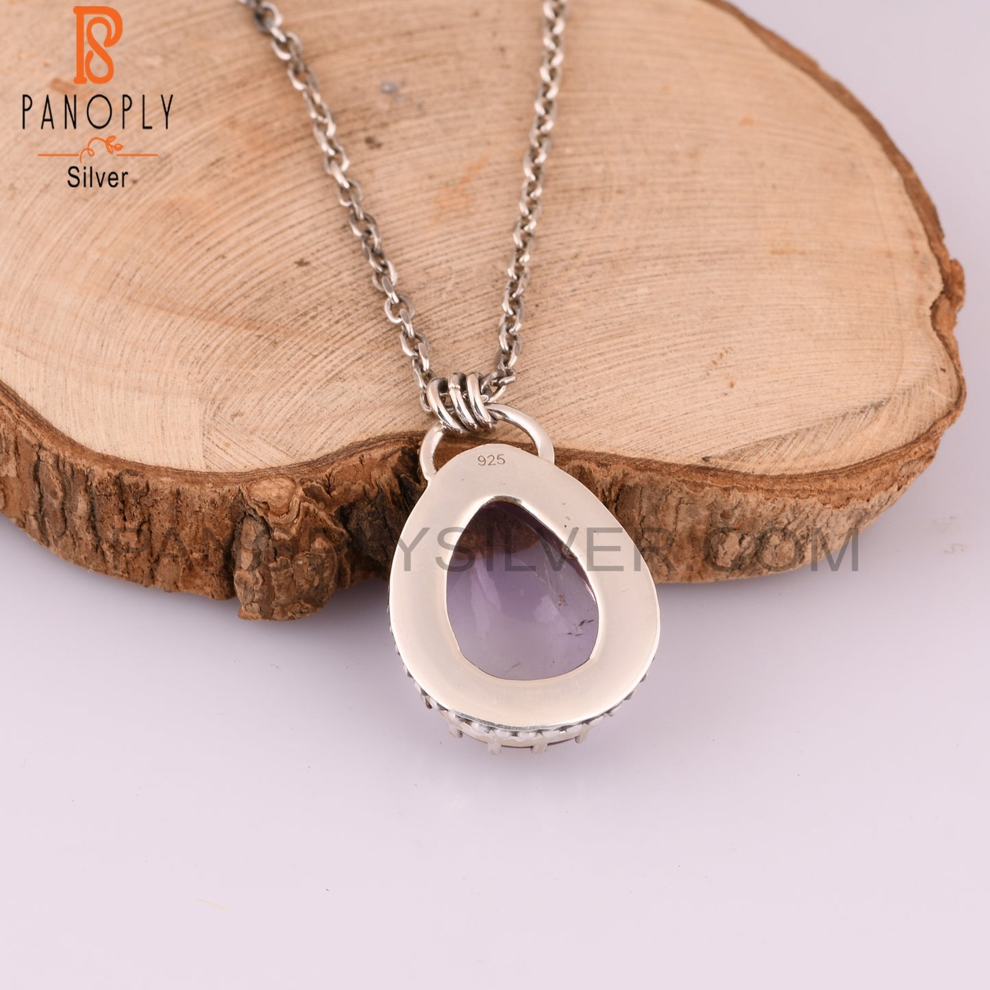 Pink Amethyst Pear 925 Sterling Silver Pendant