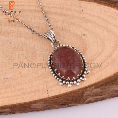 Strawberry Quartz Oval 925 Sterling Silver Wedding Pendant