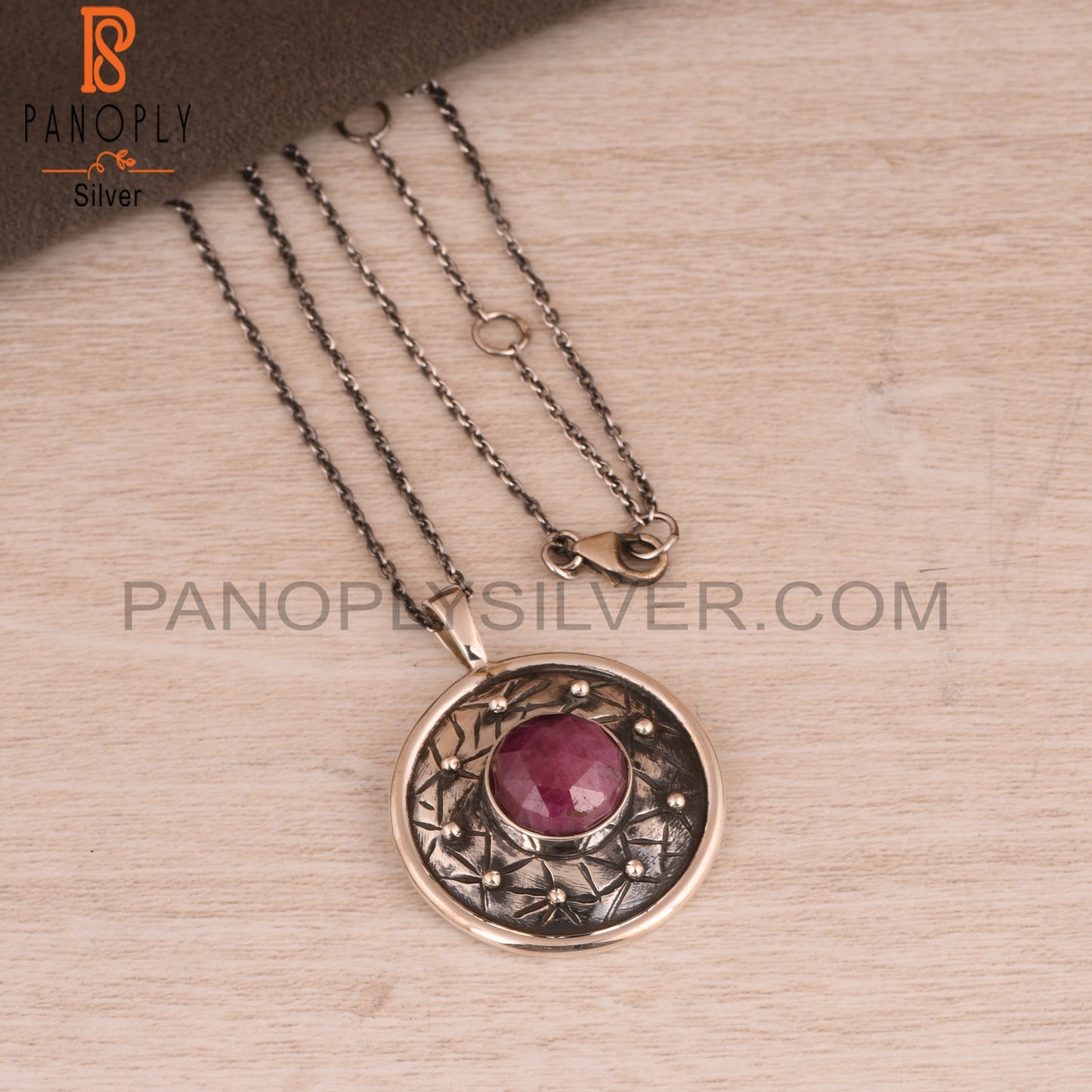 Ruby 925 Sterling Silver Pendant Necklace