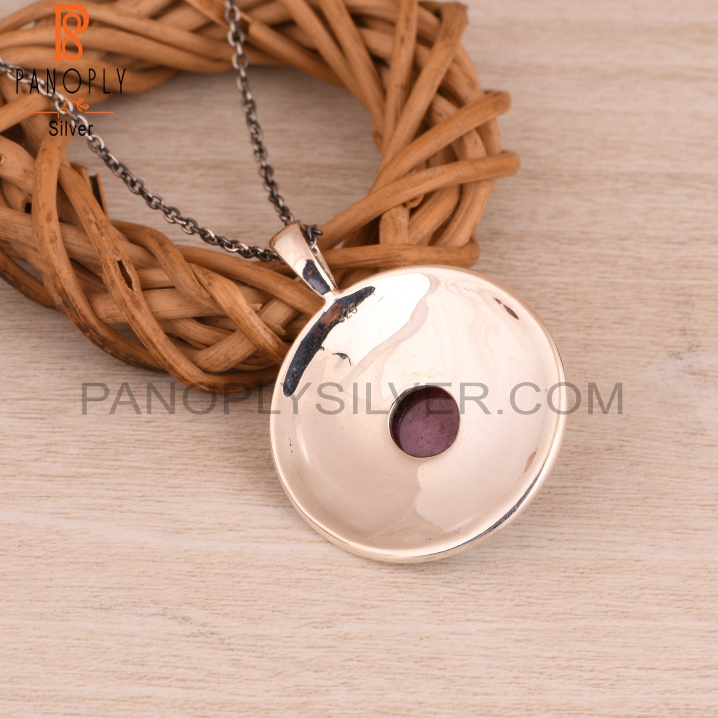 Ruby 925 Sterling Silver Pendant Necklace