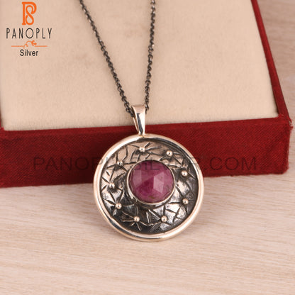 Ruby 925 Sterling Silver Pendant Necklace