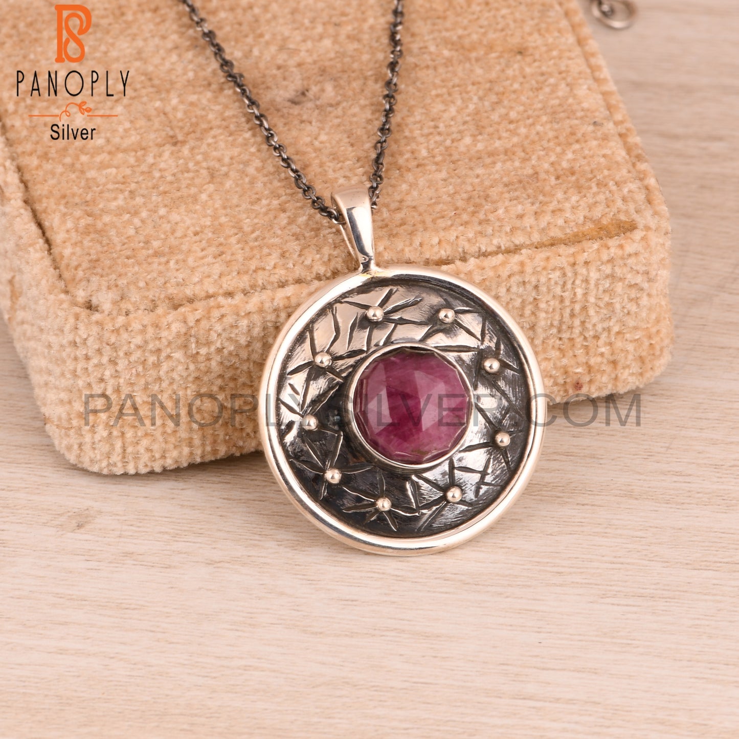 Ruby 925 Sterling Silver Pendant Necklace