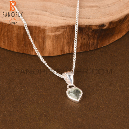 Aquamarine Heart 925 Sterling Silver Pandant With Chain