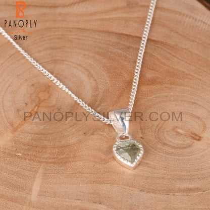 Aquamarine Heart 925 Sterling Silver Pandant With Chain