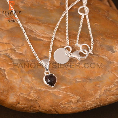 Garnet Heart 925 Sterling Silver Pendant And Chain