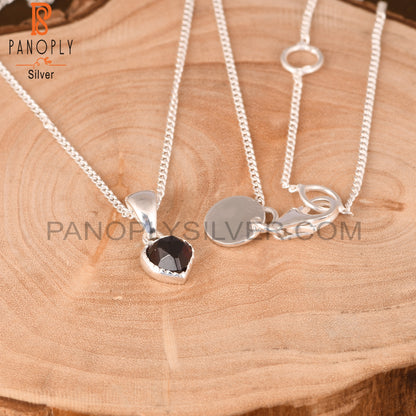 Garnet Heart 925 Sterling Silver Pendant And Chain