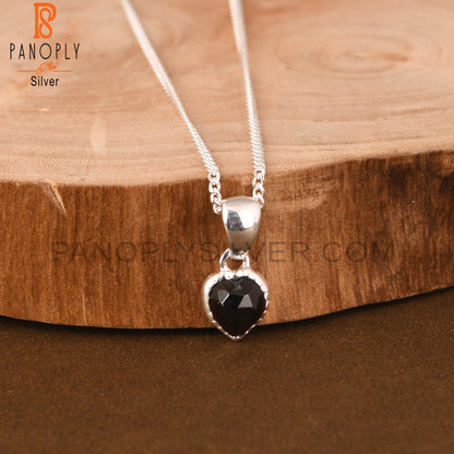 Garnet Heart 925 Sterling Silver Pendant And Chain