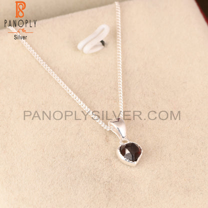 Garnet Heart 925 Sterling Silver Pendant And Chain