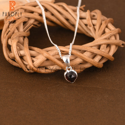 Garnet Heart 925 Sterling Silver Pendant And Chain