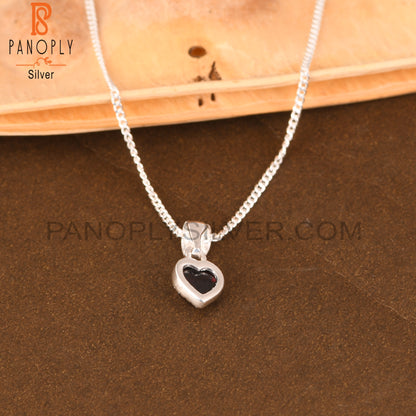 Garnet Heart 925 Sterling Silver Pendant And Chain