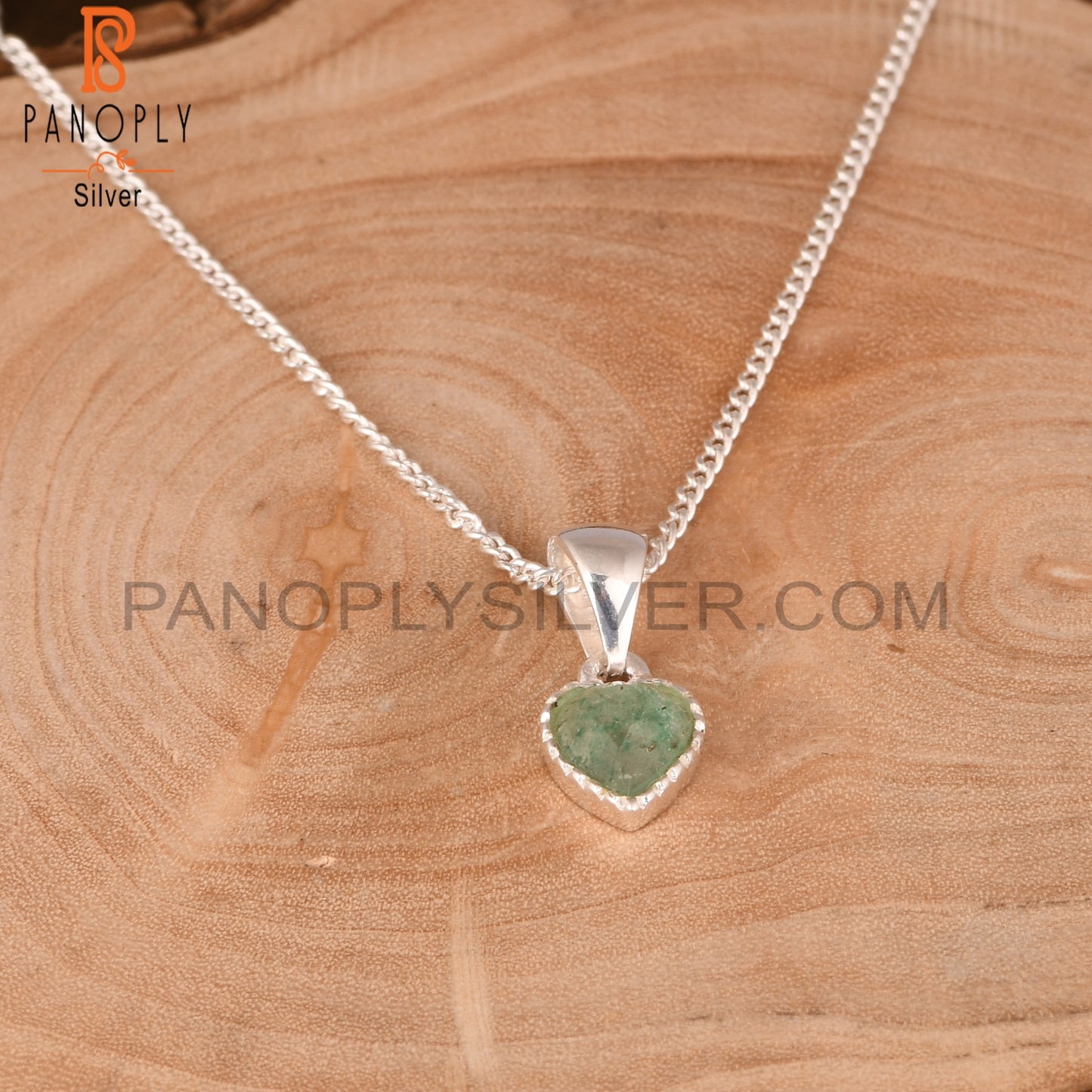 Green Strawberry Quartz Heart 925 Pendant & Chain
