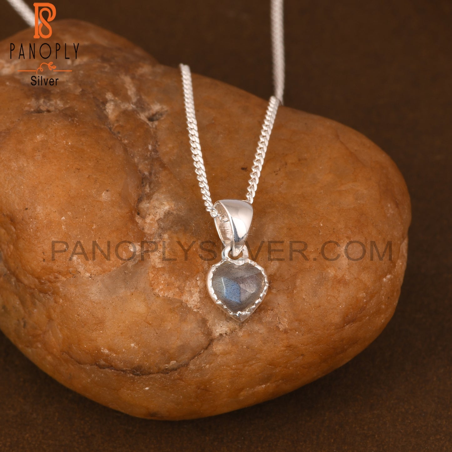Labradorite Heart 925 Sterling Silver Pendant With Chain