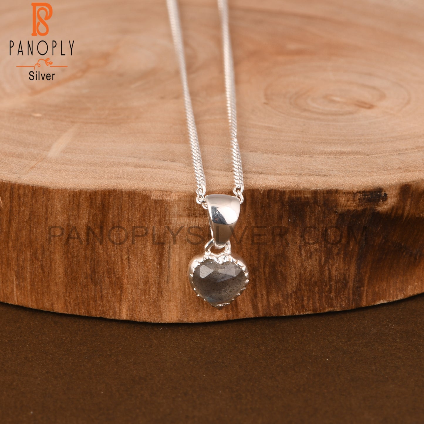 Labradorite Heart 925 Sterling Silver Pendant With Chain