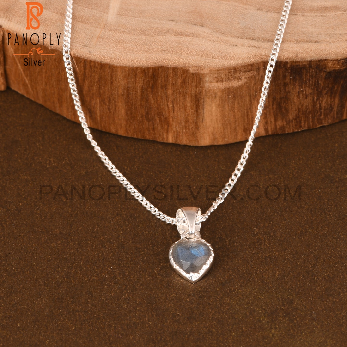 Labradorite Heart 925 Sterling Silver Pendant With Chain