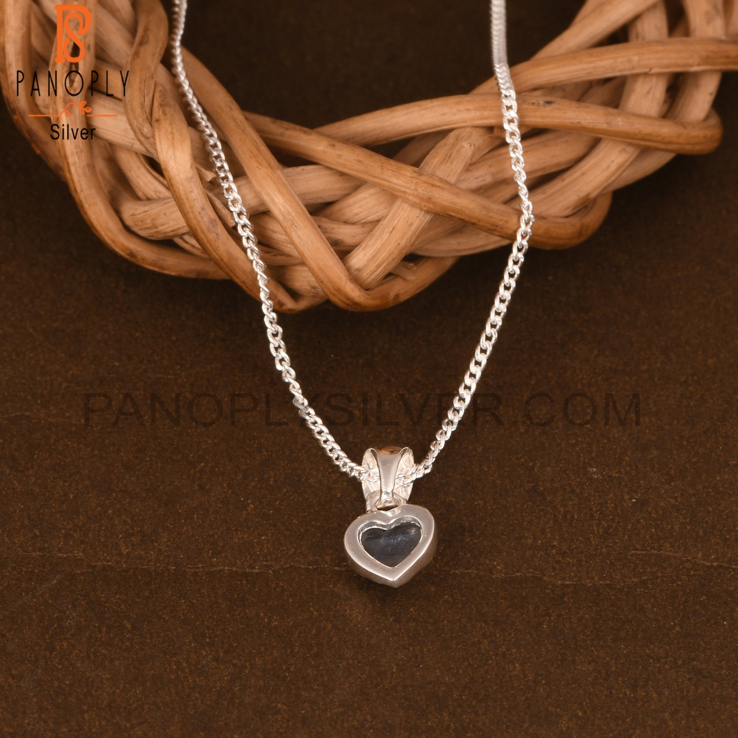 Labradorite Heart 925 Sterling Silver Pendant With Chain