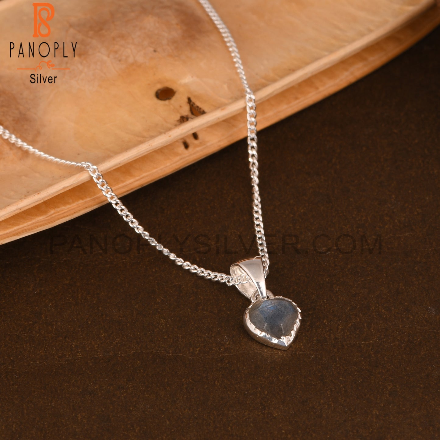 Labradorite Heart 925 Sterling Silver Pendant With Chain