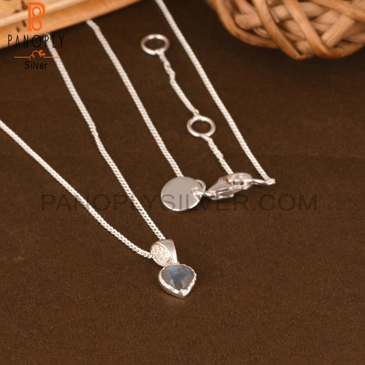 Labradorite Heart 925 Sterling Silver Pendant With Chain
