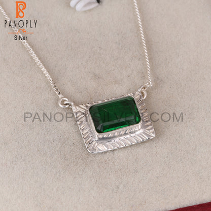 Doublet Zambian Emerald Quartz Octagon Silver Square Pendant
