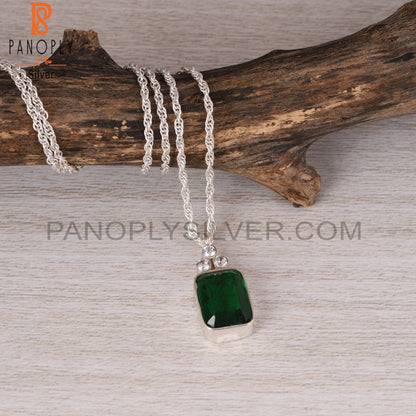 Zambian Emerald & Cubic Zirconia 925 Sterling Silver Pendant