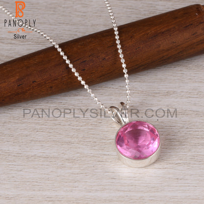 Doublet Kunzite Quartz Round 925 Sterling Silver Pendant