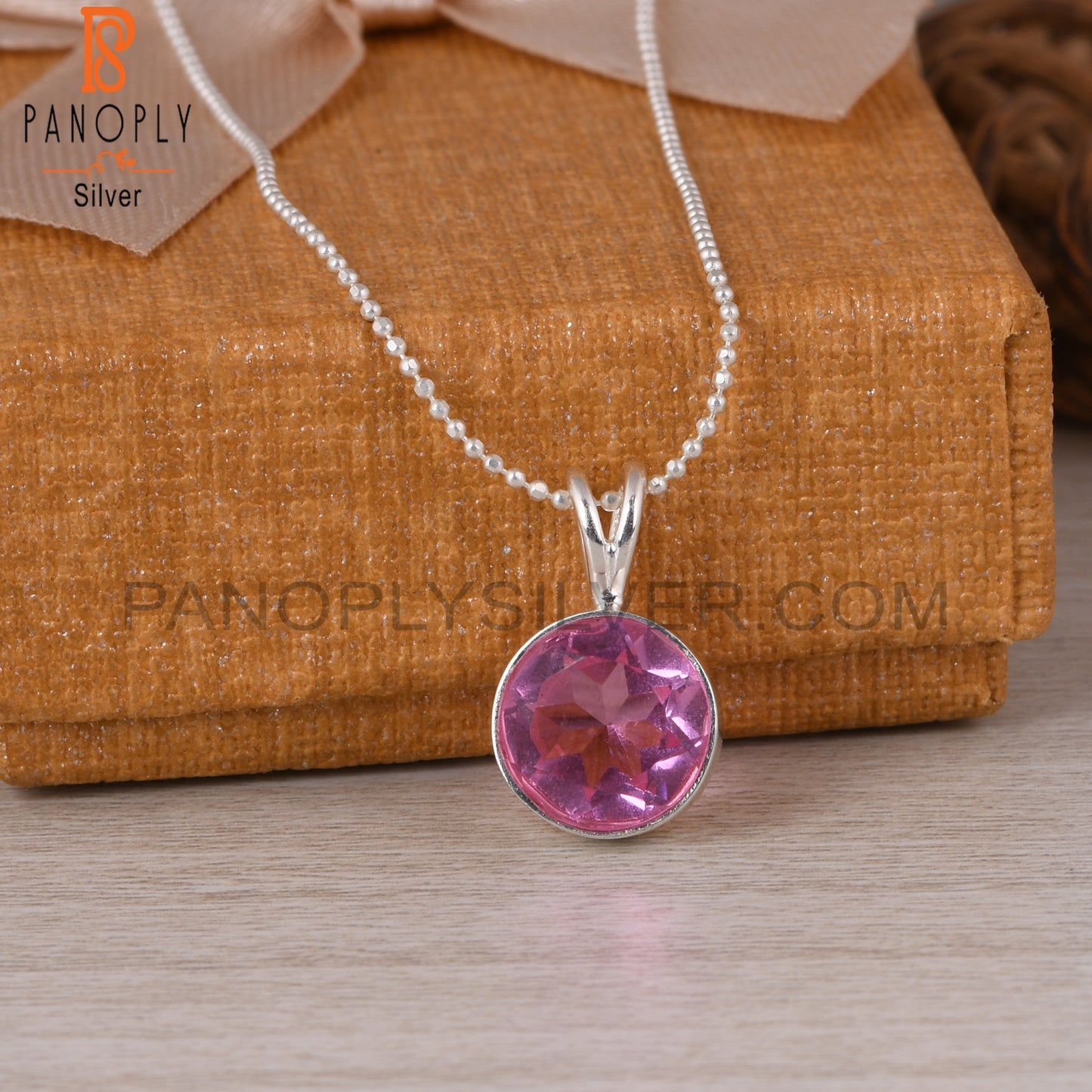 Doublet Kunzite Quartz Round 925 Sterling Silver Pendant