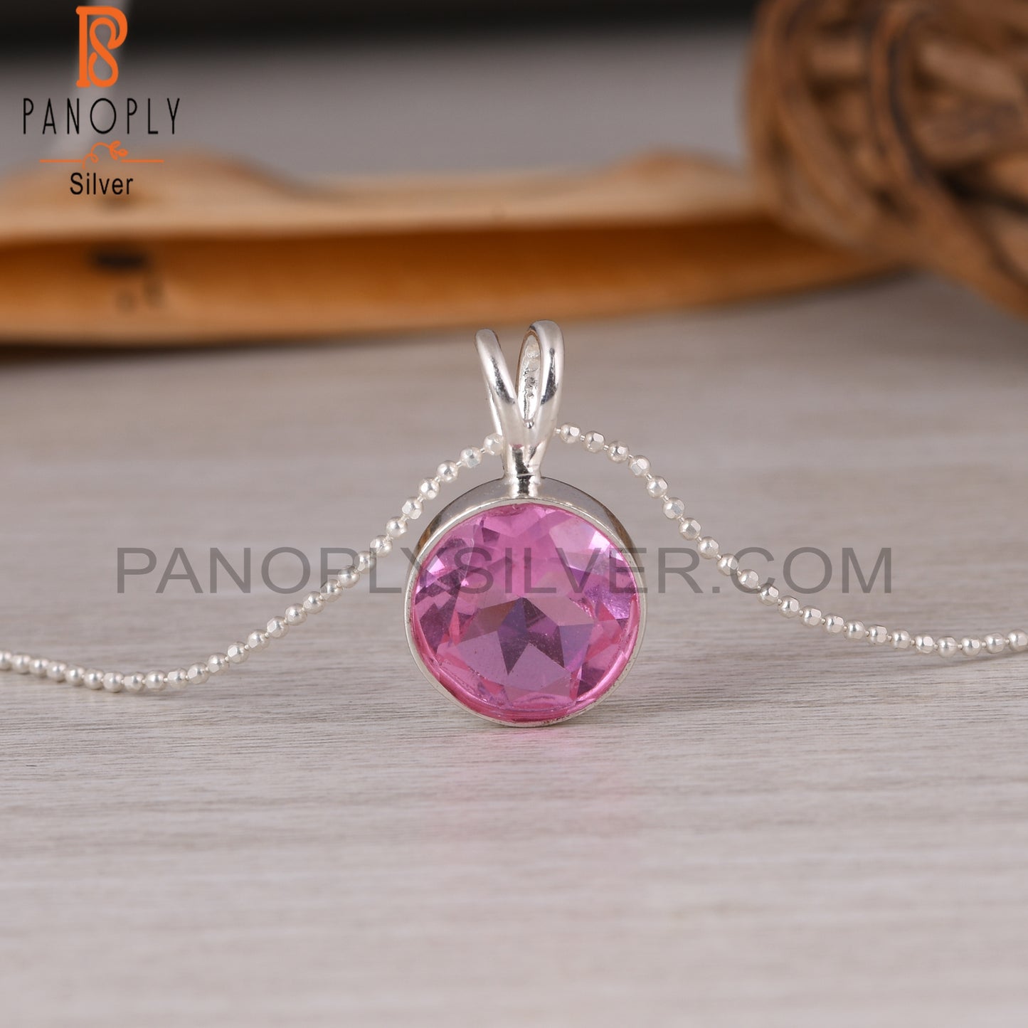 Doublet Kunzite Quartz Round 925 Sterling Silver Pendant