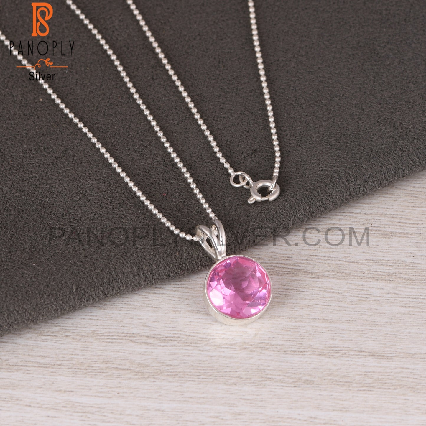 Doublet Kunzite Quartz Round 925 Sterling Silver Pendant