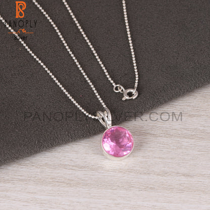 Doublet Kunzite Quartz Round 925 Sterling Silver Pendant