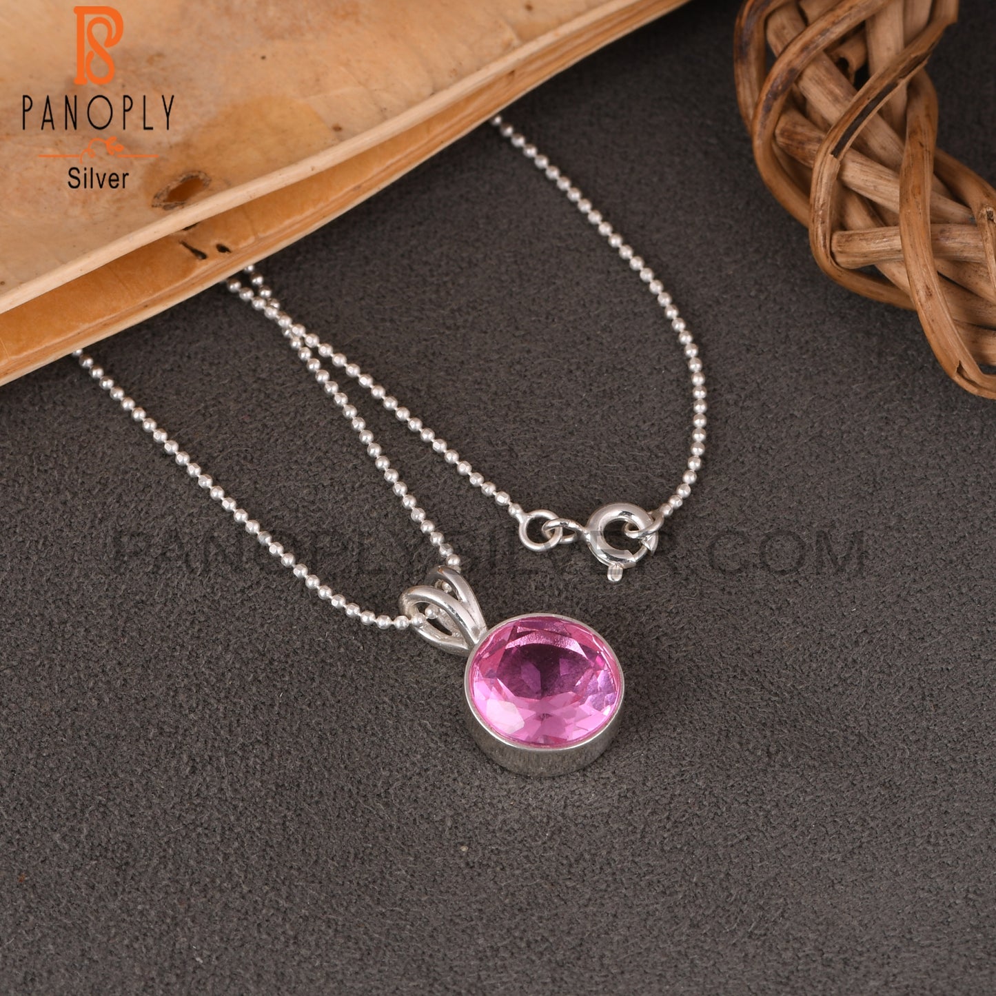 Doublet Kunzite Quartz Round 925 Sterling Silver Pendant