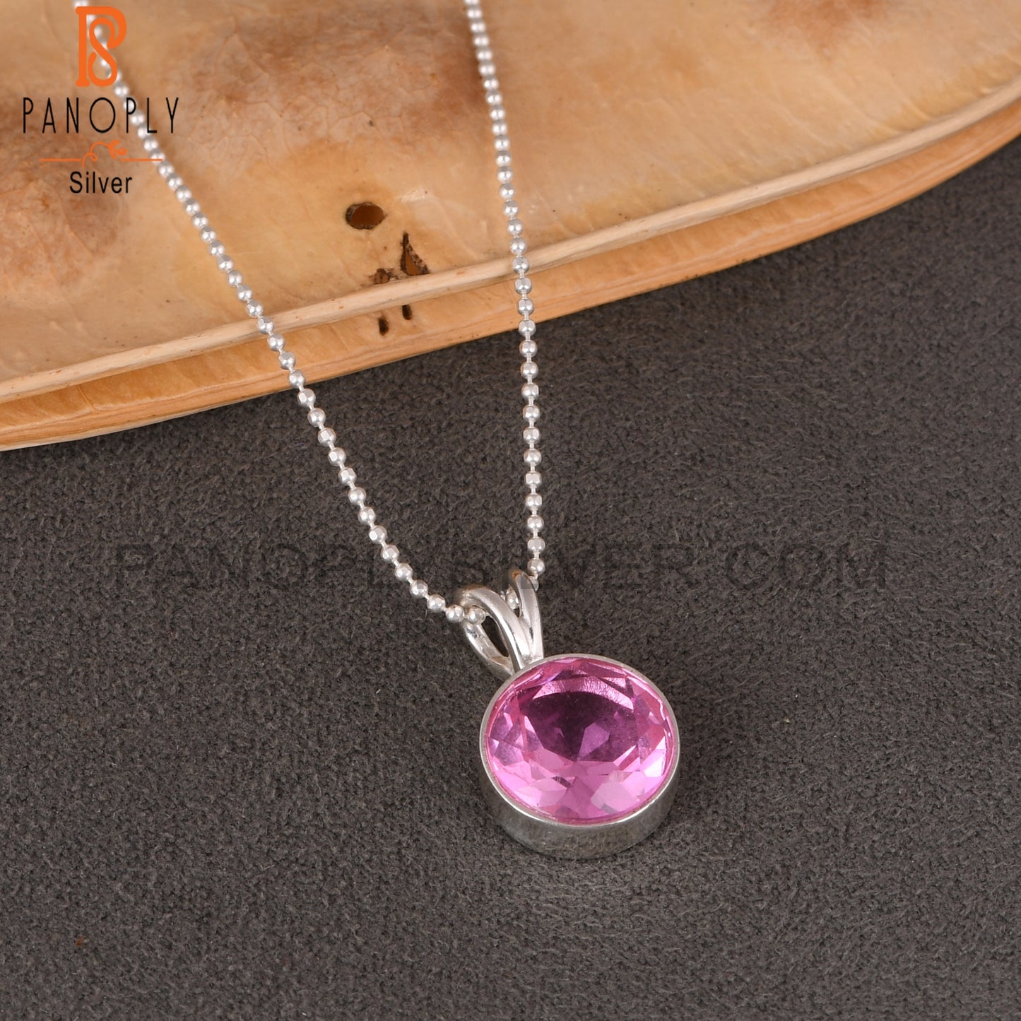 Doublet Kunzite Quartz Round 925 Sterling Silver Pendant
