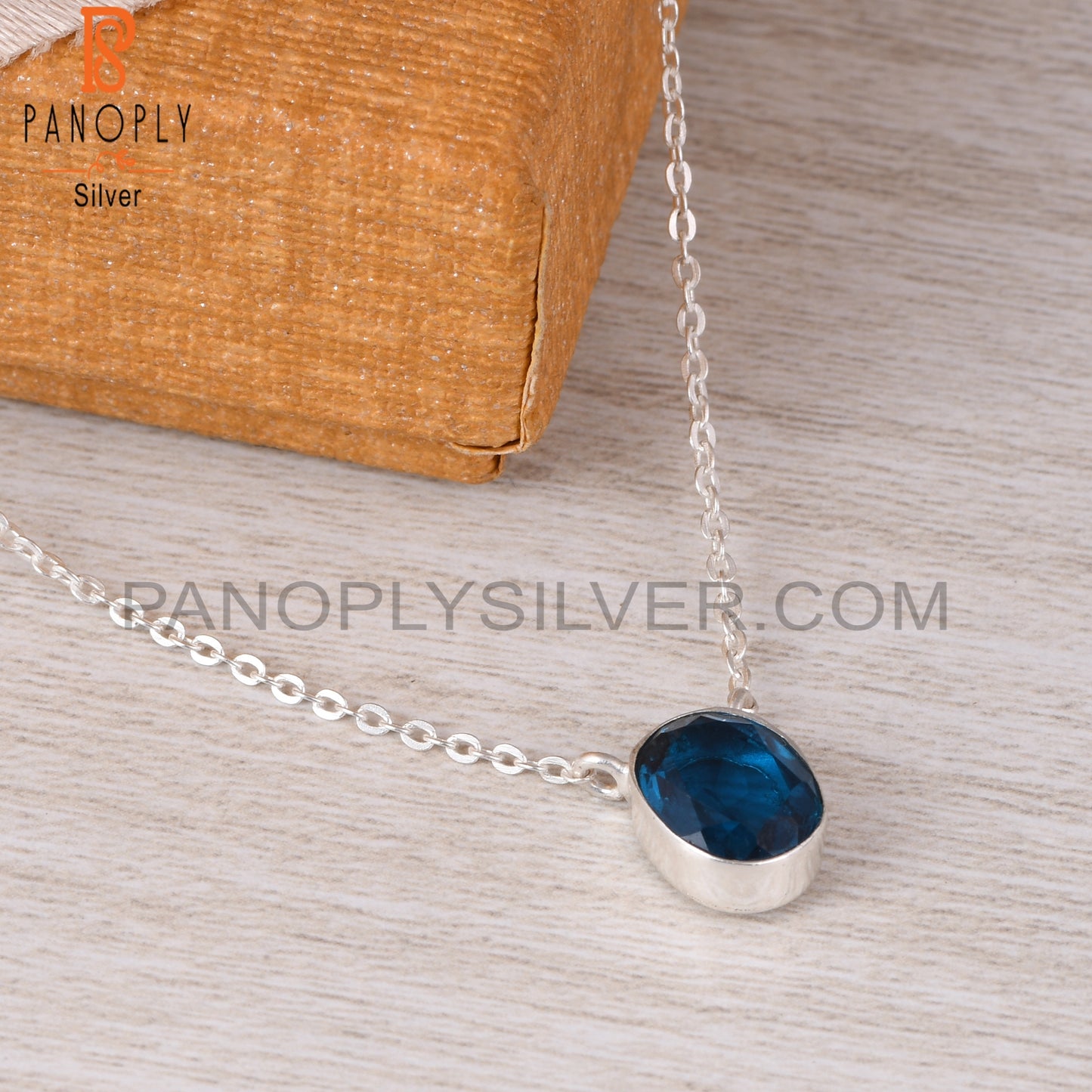 Doublet London Blue Topaz Quartz Oval 925 Silver Pendant