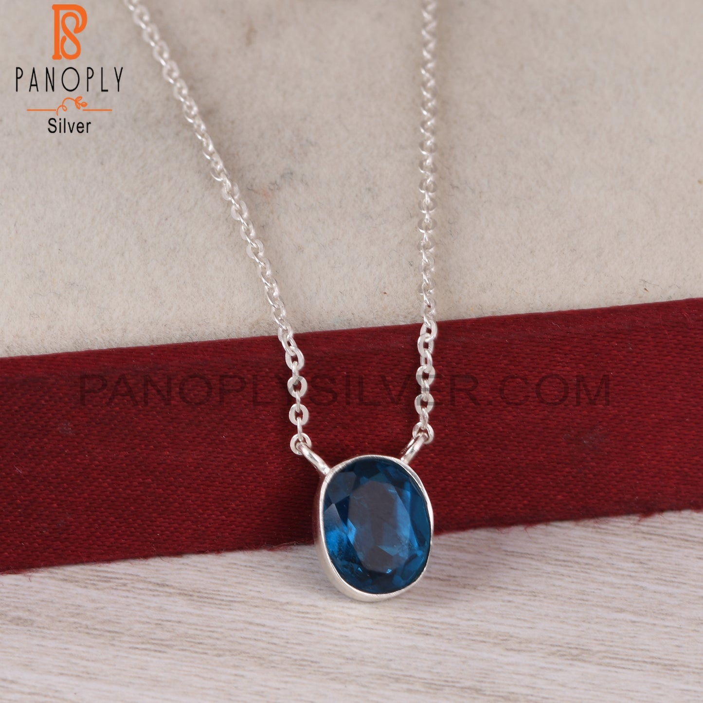 Doublet London Blue Topaz Quartz Oval 925 Silver Pendant