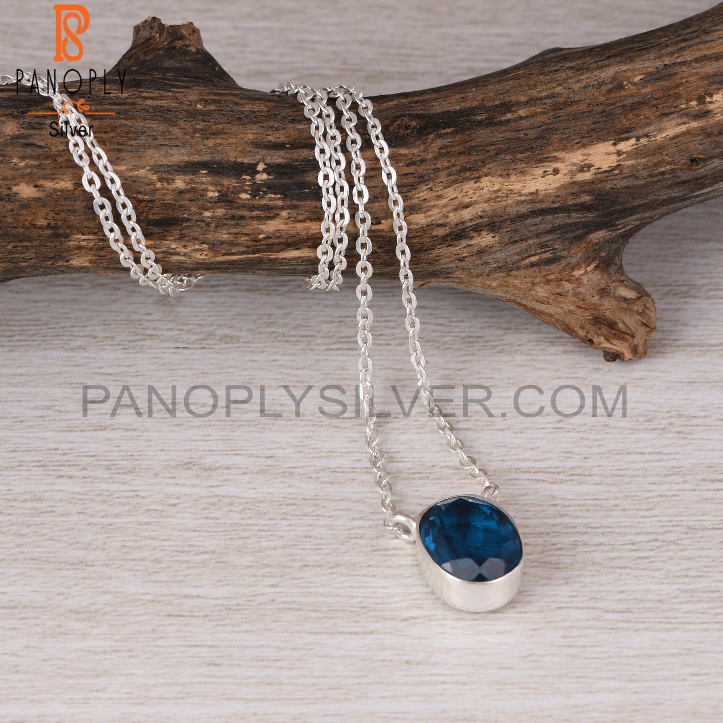 Doublet London Blue Topaz Quartz Oval 925 Silver Pendant