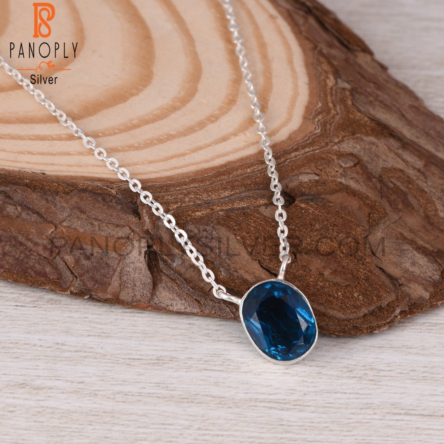 Doublet London Blue Topaz Quartz Oval 925 Silver Pendant