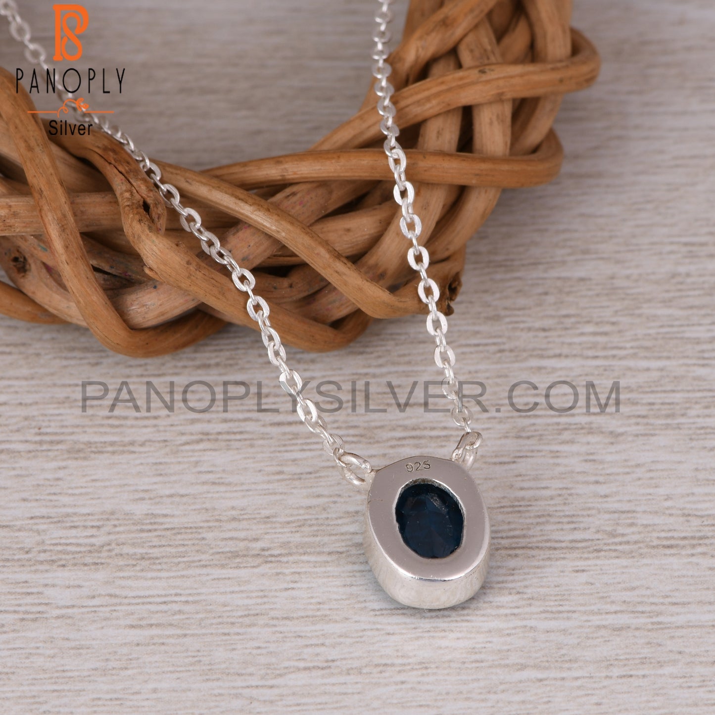 Doublet London Blue Topaz Quartz Oval 925 Silver Pendant