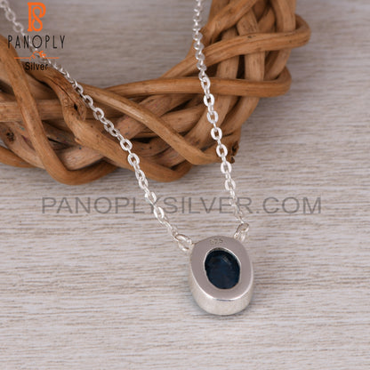 Doublet London Blue Topaz Quartz Oval 925 Silver Pendant
