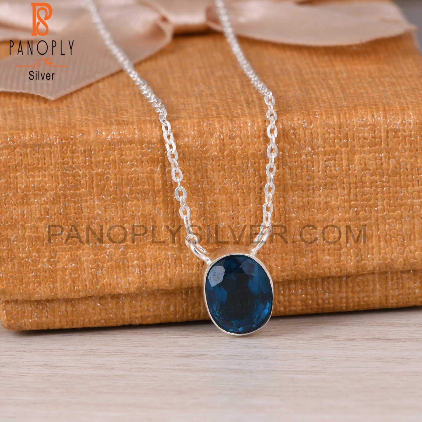 Doublet London Blue Topaz Quartz Oval 925 Silver Pendant