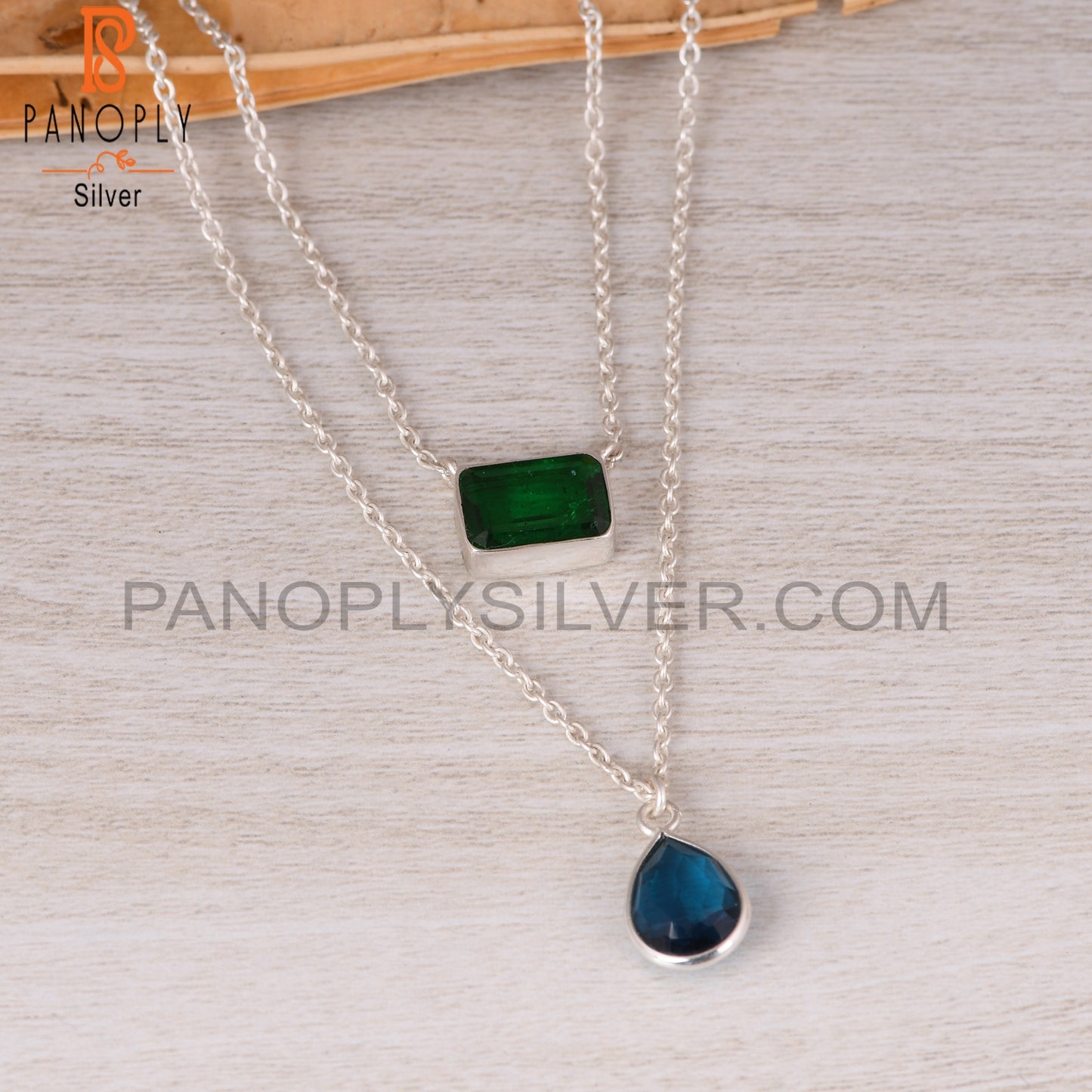 Doublet Zambian Emerald, London Blue Topaz Quartz 925 Pendant