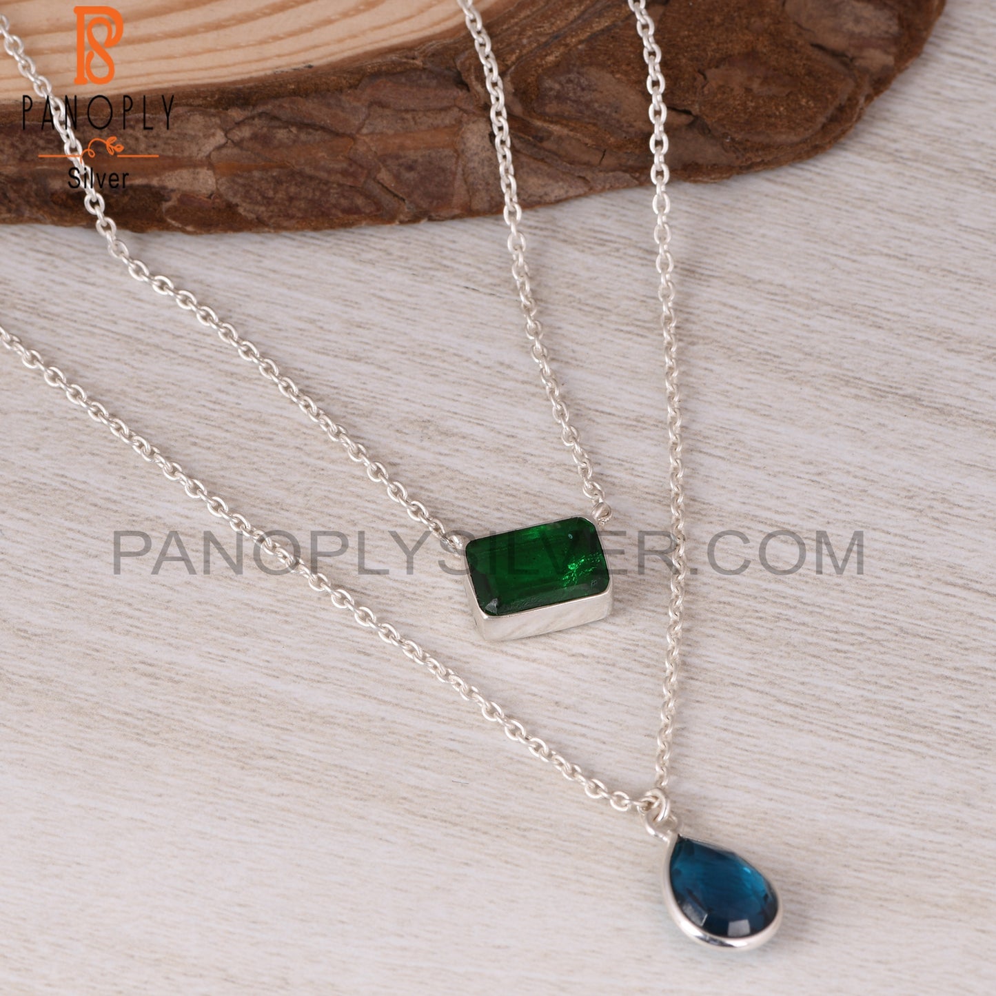 Doublet Zambian Emerald, London Blue Topaz Quartz 925 Pendant