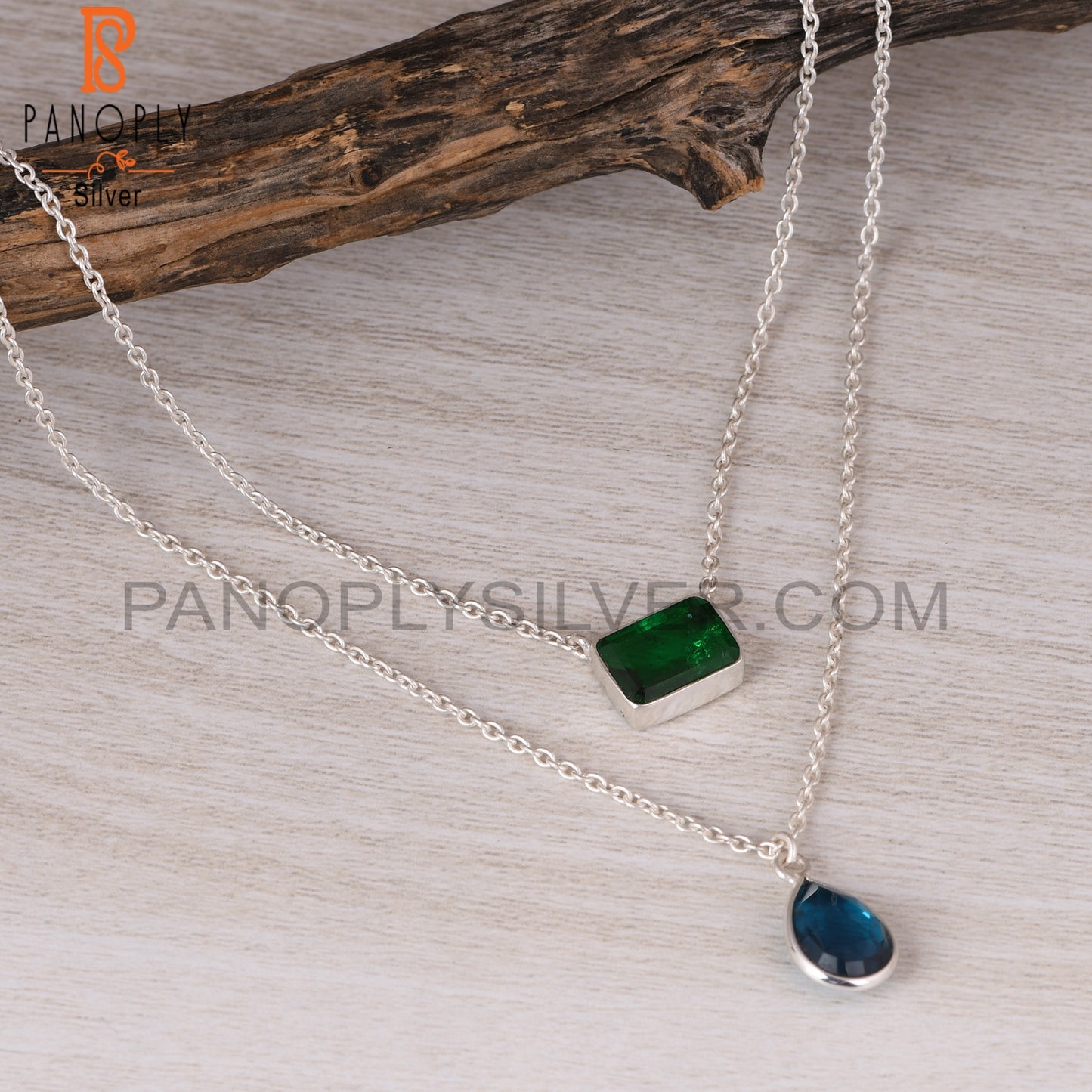 Doublet Zambian Emerald, London Blue Topaz Quartz 925 Pendant