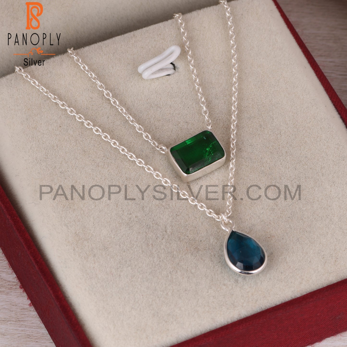Doublet Zambian Emerald, London Blue Topaz Quartz 925 Pendant