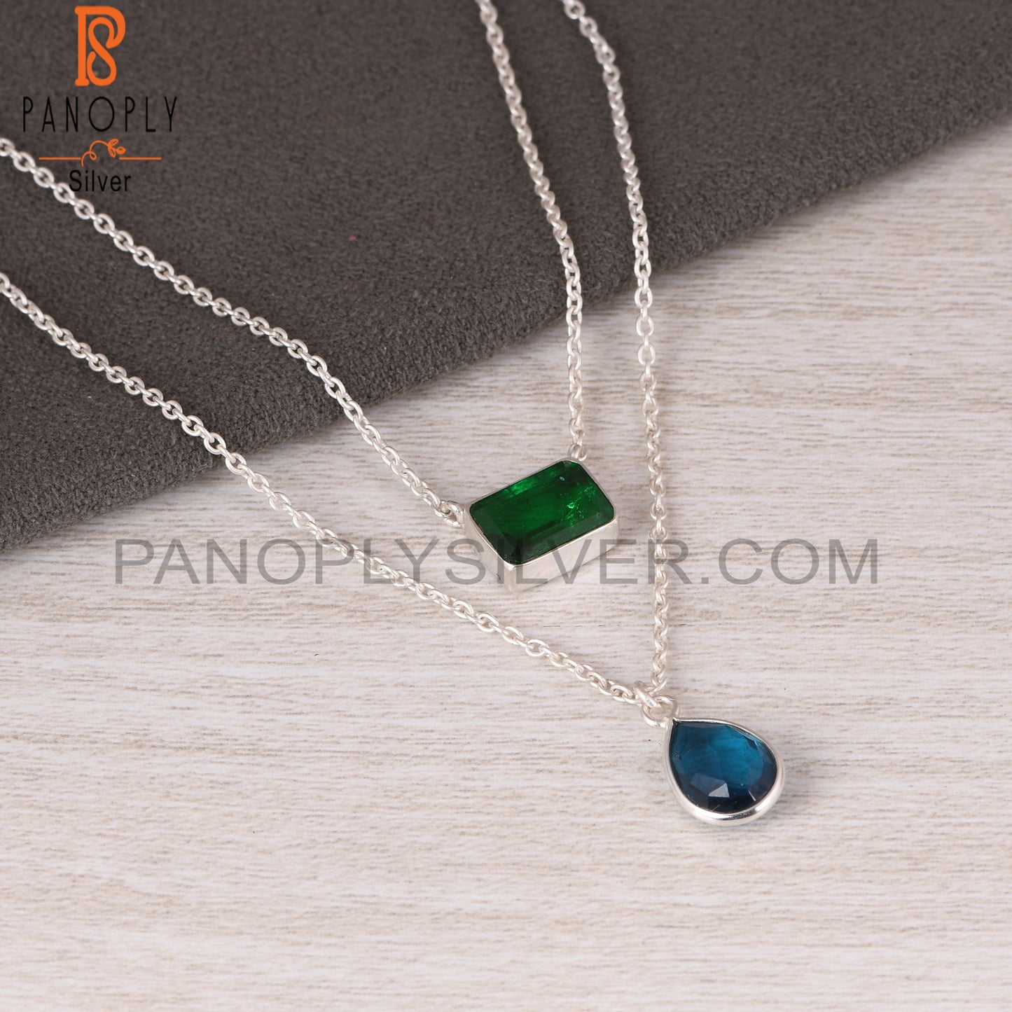 Doublet Zambian Emerald, London Blue Topaz Quartz 925 Pendant
