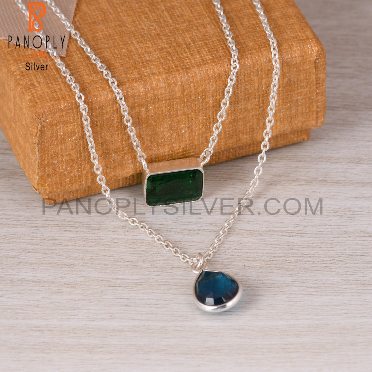 Doublet Zambian Emerald, London Blue Topaz Quartz 925 Pendant