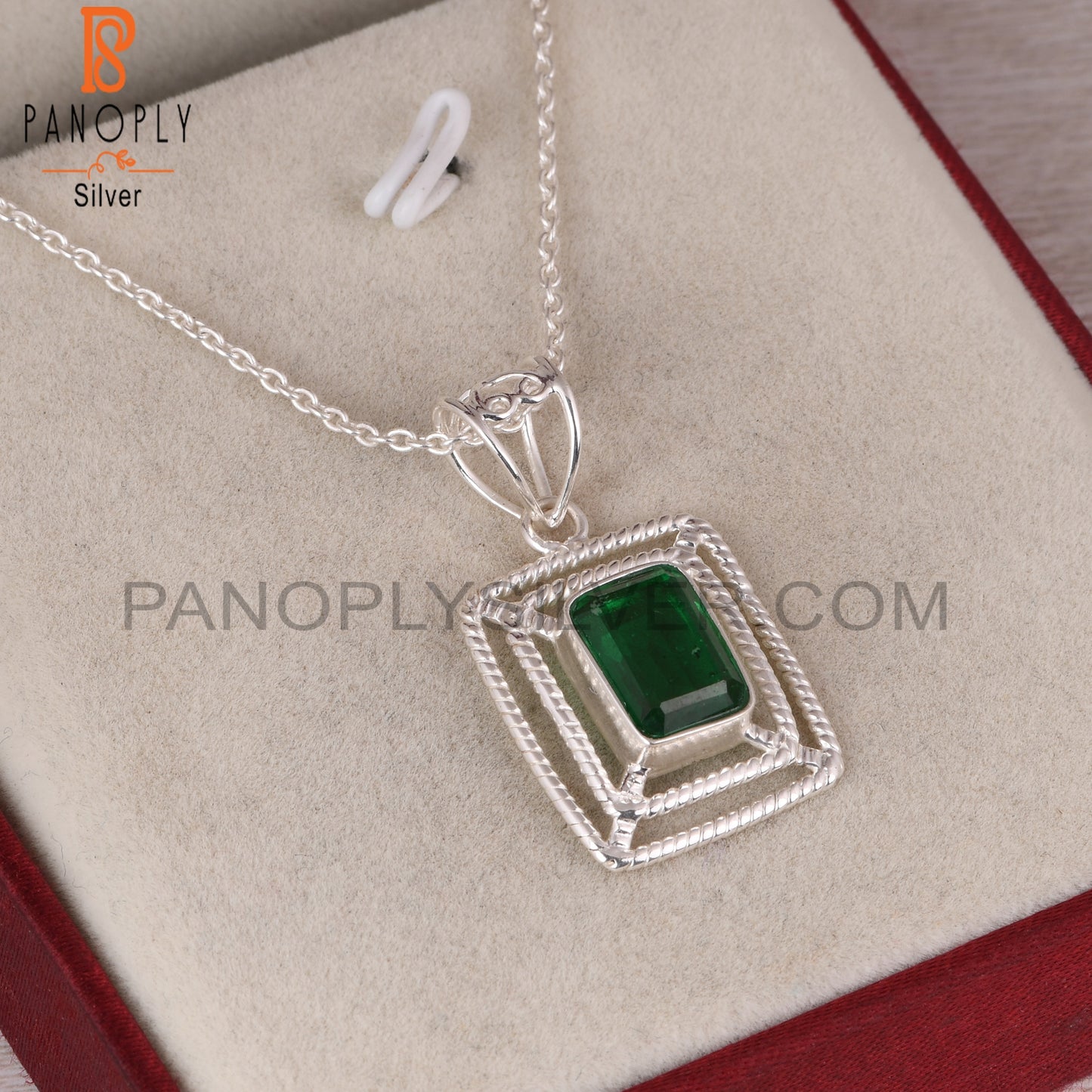 Doublet Zambian Emerald Quartz Octagon 925 Silver Pendant